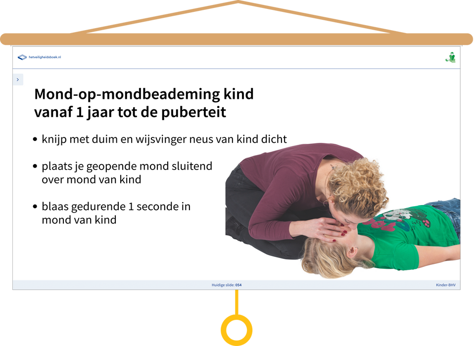 Kinder BHV Presentatie Slide 054 Mond Op Mondbeademing Kind