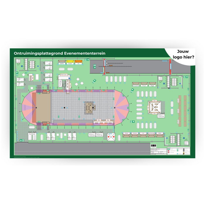 Ontruimingsplattegrond Evenemententerrein zonder pictogrammen - Norm NEN-EN-ISO 7010