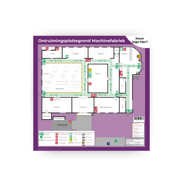 Table-top ontruimingsplattegrond Machinefabriek