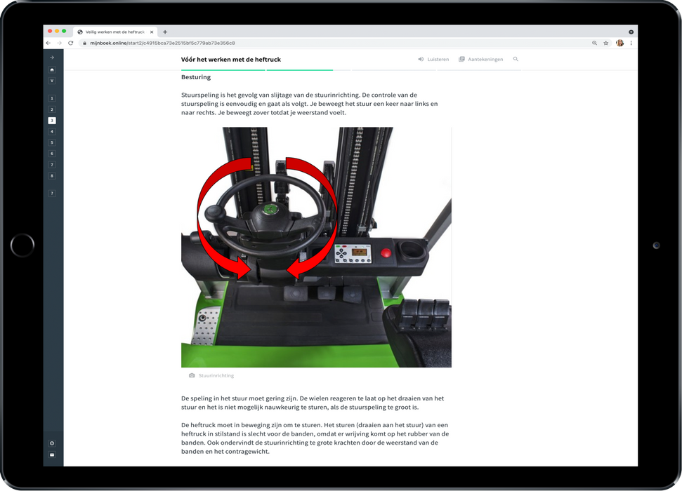 Veilig werken met de heftruck E-learning Besturing