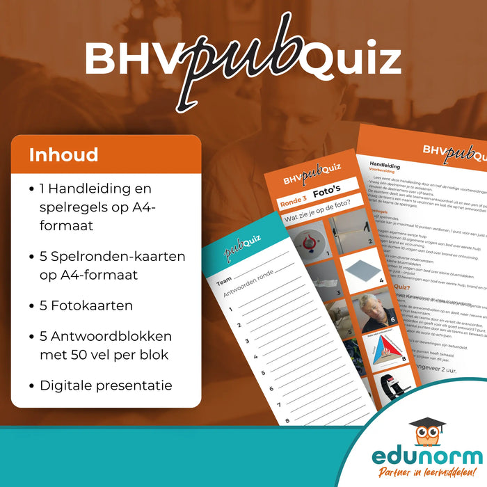 Voorbeeld van een BHV quizvraag uit de BHV Pubquiz voor instructeurs – Edunorm