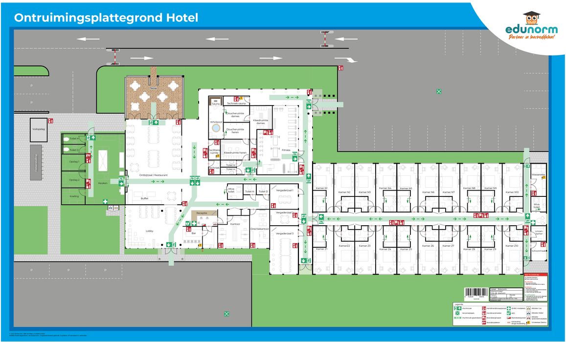 Ontruimingsplattegrond Hotel - Norm NEN-EN-ISO 7010