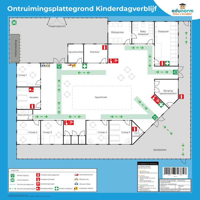 Ontruimingsplattegrond kinderdagverblijf - Norm NEN 1414