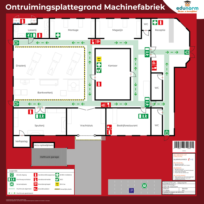 Ontruimingsplattegrond Machinefabriek - Norm NEN 1414