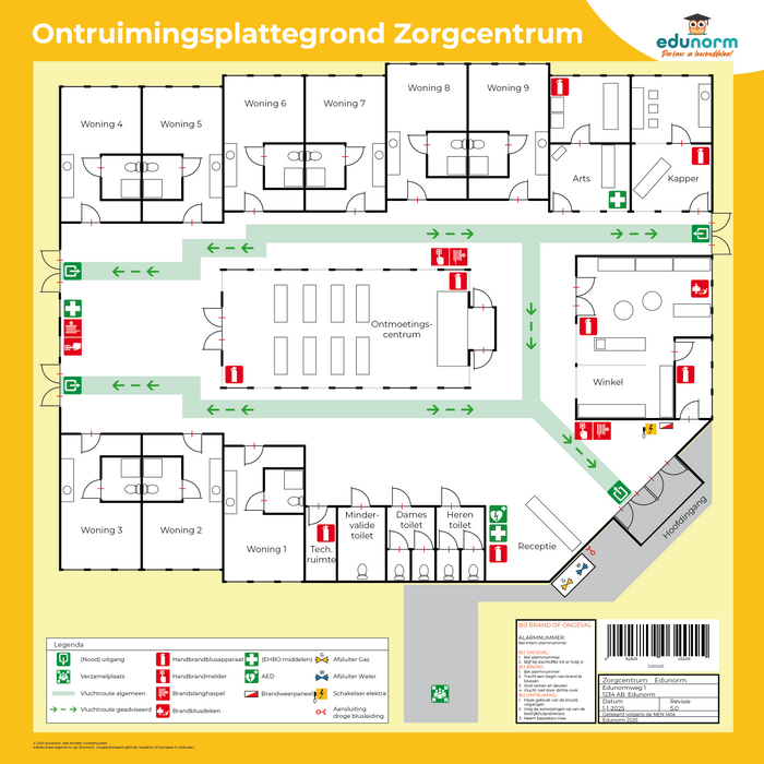 Ontruimingsplattegrond Zorgcentrum - Norm NEN 1414