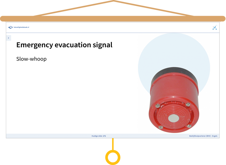 Bedrijfshulpverlener BHV Engels Presentatie Emergency evacuation signal