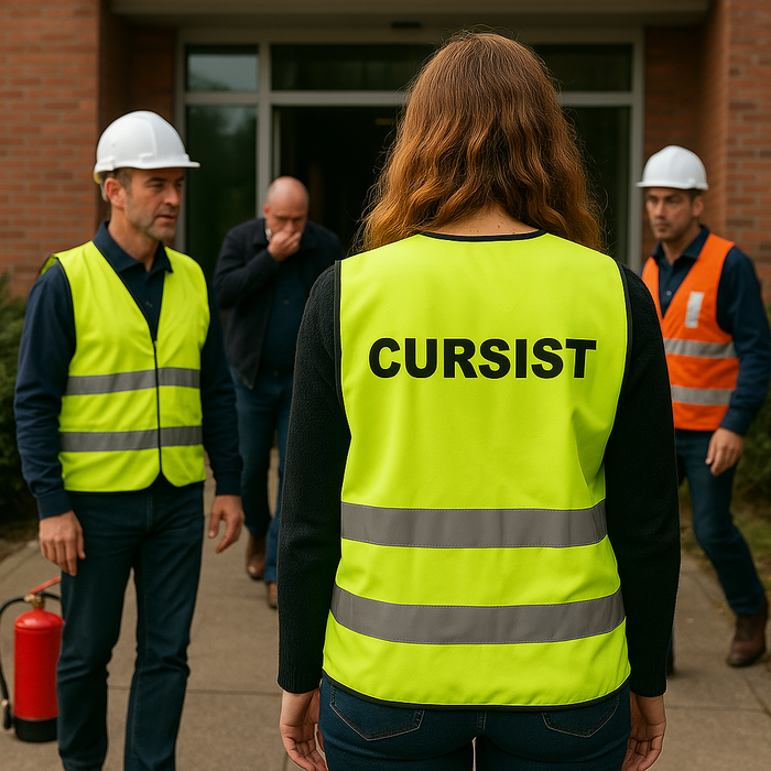 Cursist met veiligheidshesje