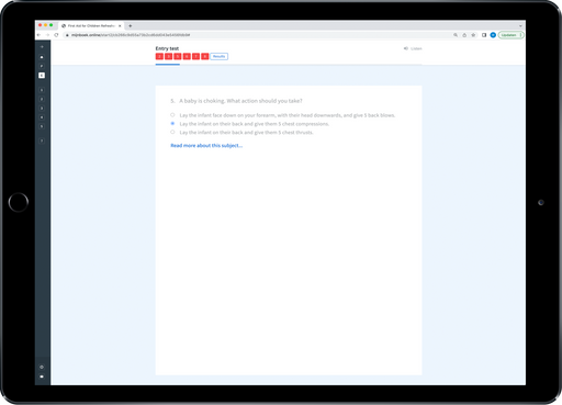 Eerste Hulp aan Kinderen Herhaling Engels E-learning Entry Test