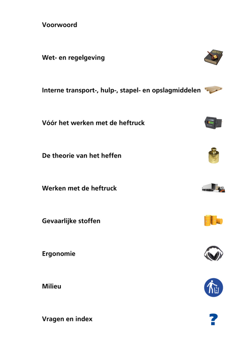 Heftruck Cursusboek Inhoud