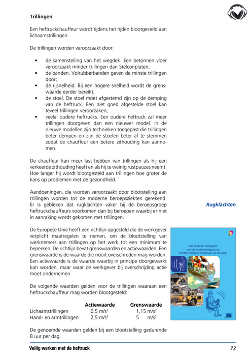 Heftruck Cursusboek Trillingen