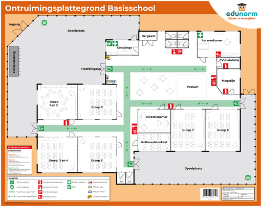 Ontruimingsplattegrond Basisschool 1414