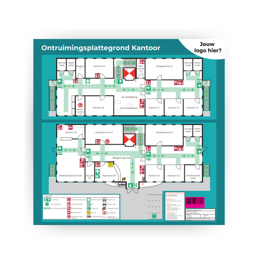Table-top ontruimingsplattegrond Kantoor Eigen Logo