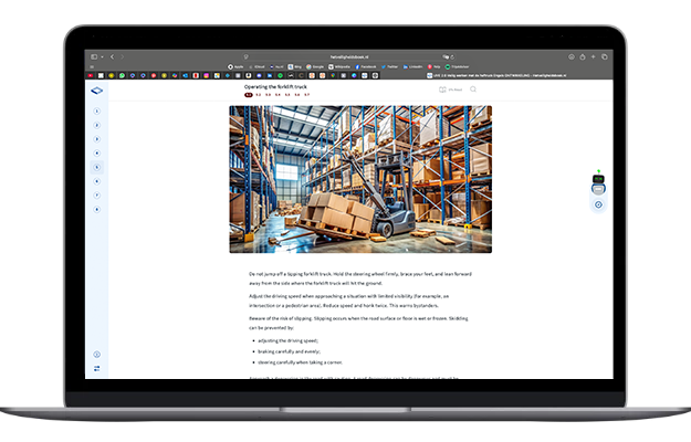 Veilig werken met de heftruck Engels E-learning