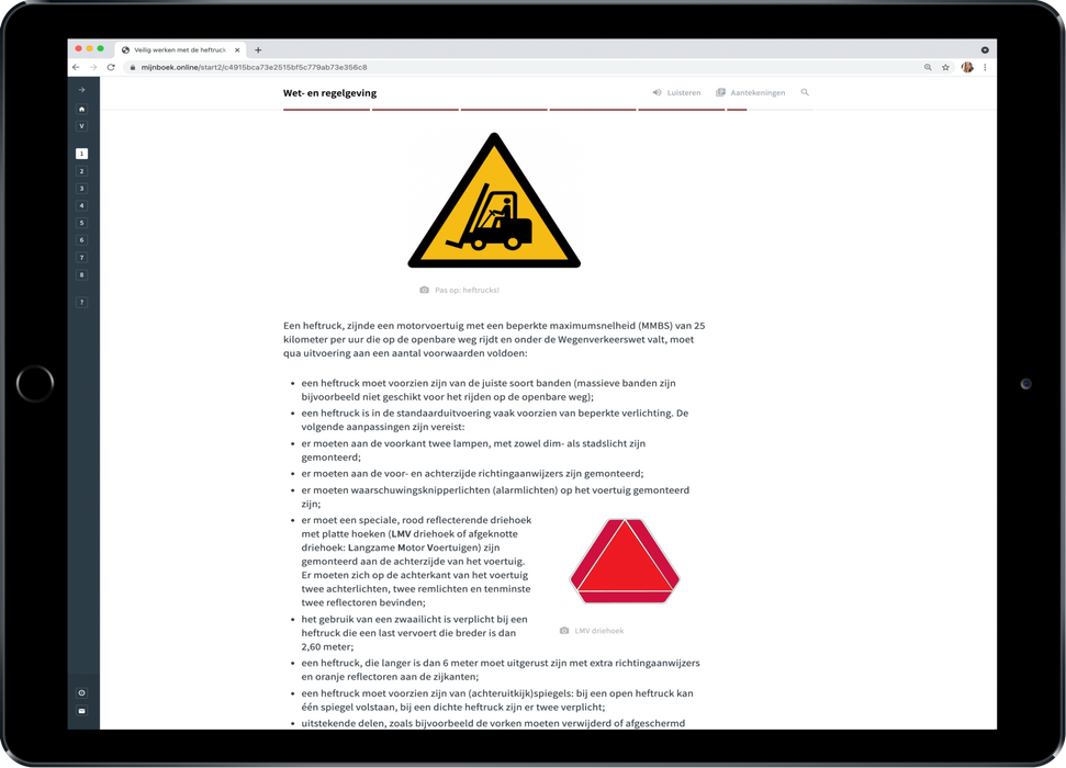 Veilig werken met de heftruck E-learning Wet en Regelgeving