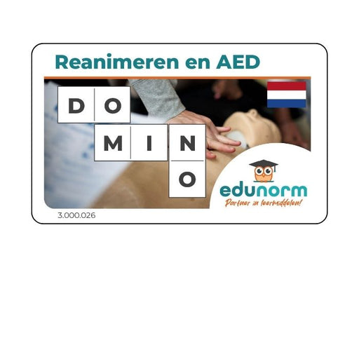 Voorkant van het digitaal dominospel Reanimeren en AED